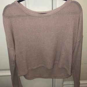 Pink long sleeve crop top